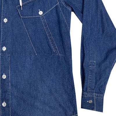 HERMES SS23 Solid Color Denim Hoodie Jacket Single-Breasted Blue Menswear 356140HB5039 Details for HERMES SS23 Solid Color Denim Hoodie Jacket Single-Breasted Blue Menswear 356140HB5039