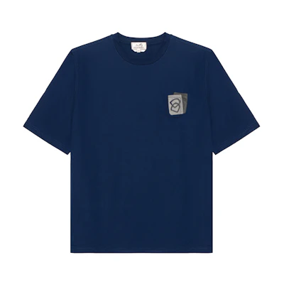 HERMES SS23 Solid Patch Crewneck Blue Short Sleeve T-Shirt H367940HA60