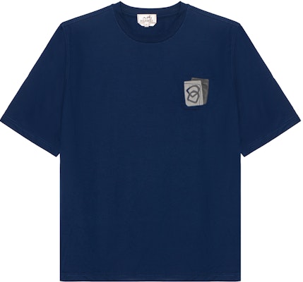 HERMES SS23 Solid Patch Crewneck Blue Short Sleeve T-Shirt H367940HA60 Order HERMES SS23 Solid Patch Crewneck Blue Short Sleeve T-Shirt H367940HA60