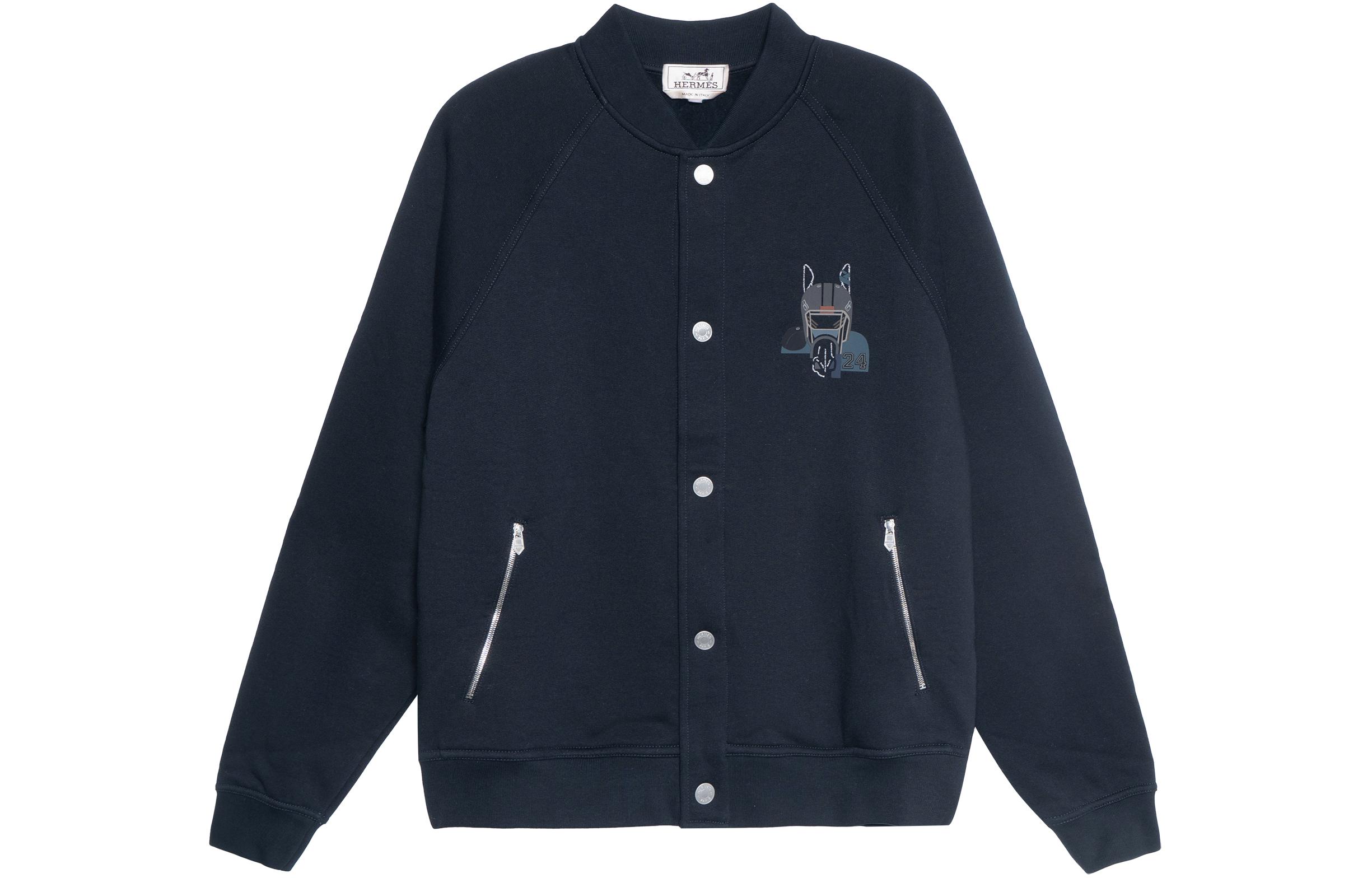 Hermes SS23 Solid Print Single-Breasted Navy Blue Jacket for Men H367830HA01