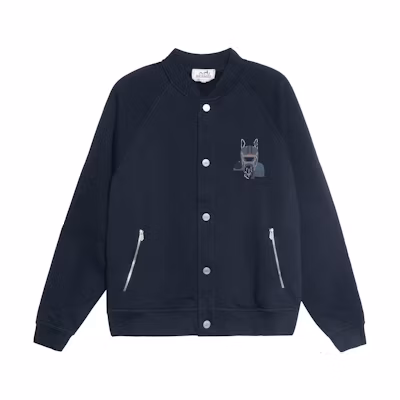 Hermes SS23 Solid Print Single-Breasted Navy Blue Jacket for Men H367830HA01