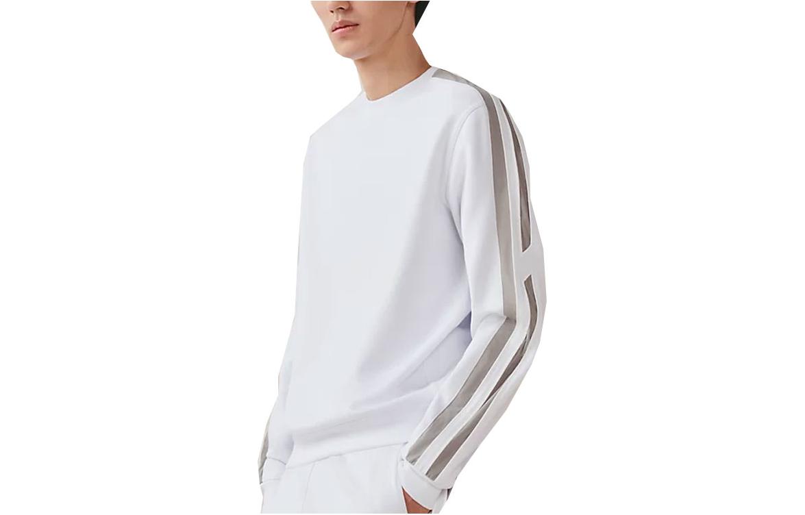 Hermes SS23 Striped Print Casual Crewneck Pullover Sweatshirt White Mens H357740HA90