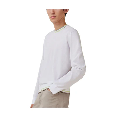 Hermes SS23 Striped Print Crewneck Pullover Sweatshirt White H357385HA90
