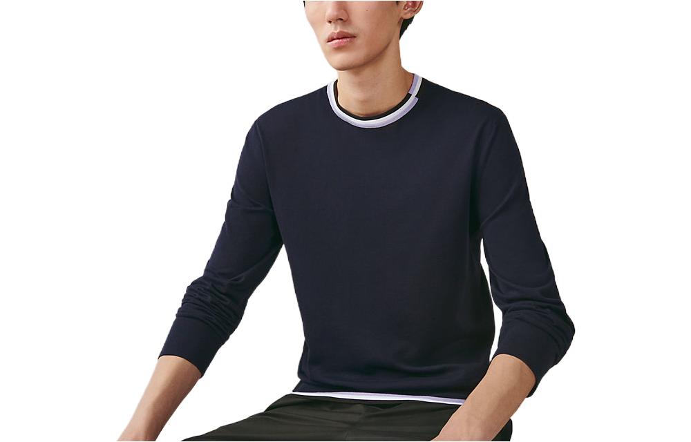 Hermes SS23 Striped Print Crewneck Sweatshirt Blue H357385HA01