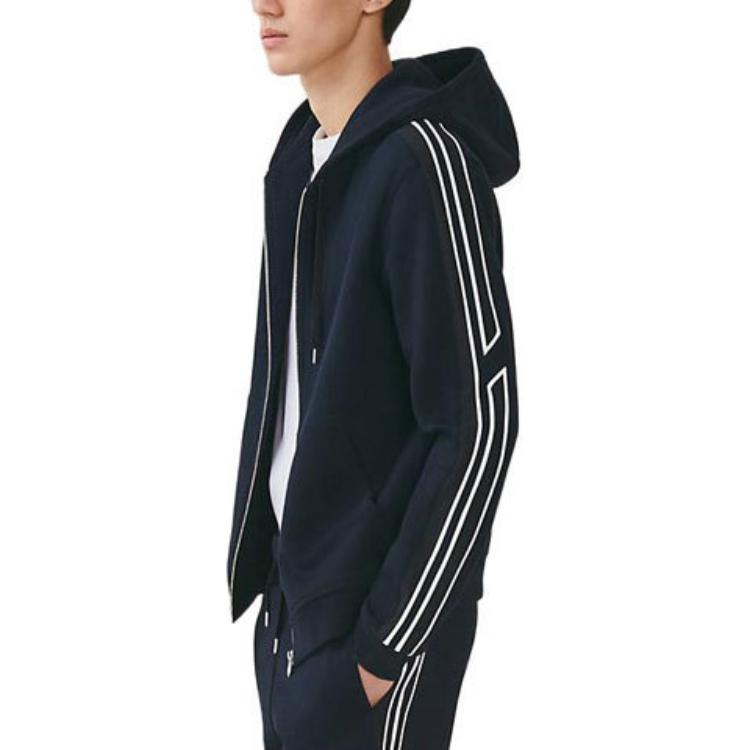 Hermes SS23 Striped Zip Hoodie Navy Blue H357750HA01