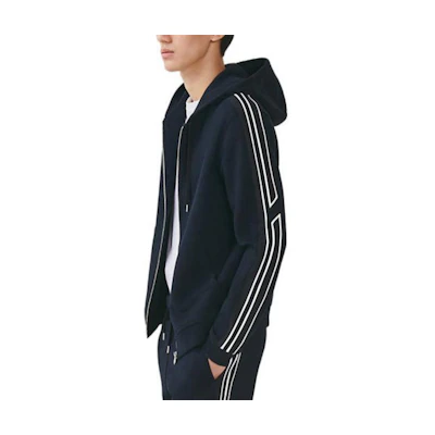Hermes SS23 Striped Zip Hoodie Navy Blue H357750HA01