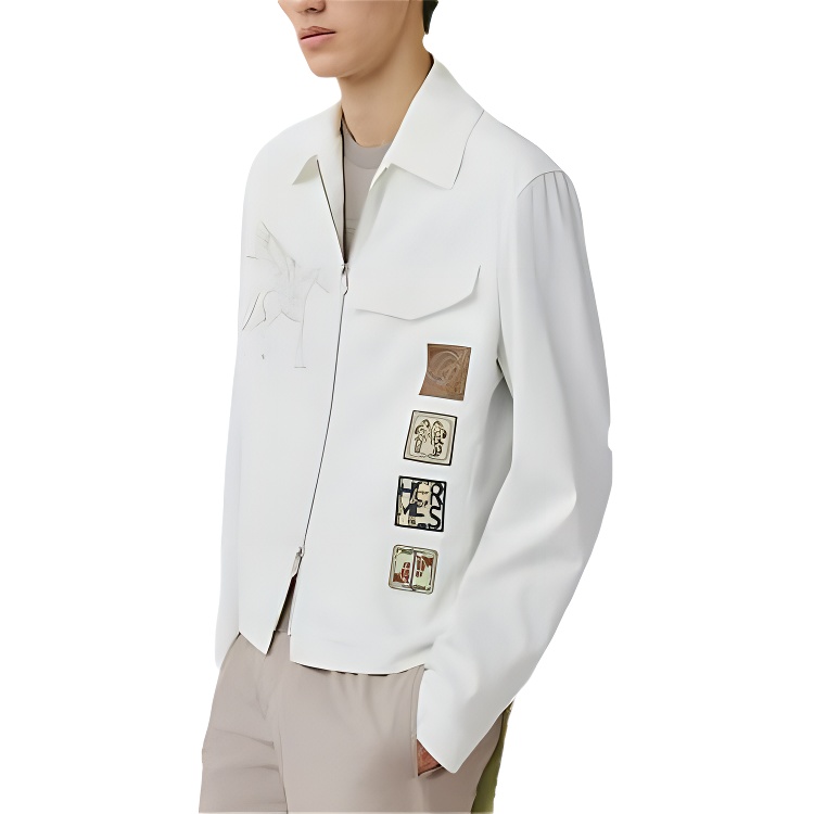 HERMES SS23 White Logo Patch Collared Jacket  Outerwear. H352160HC3H