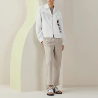Shop HERMES SS23 白色Logo拼貼領夾克外套. H352160HC3H