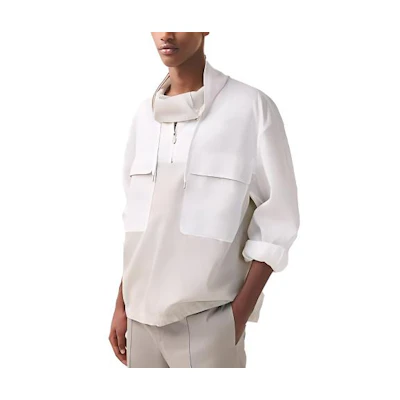 Hermes SS23 White Pullover Jacket with Half-Zip and Large Pocket H352000HA1V