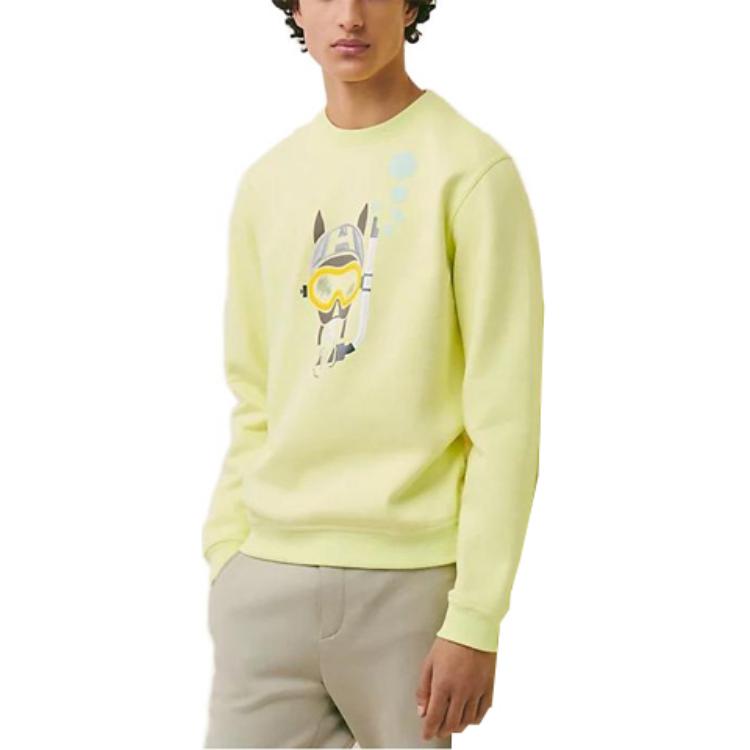 Hermes SS23 Yellow Printed Long-Sleeve Casual Sweatshirt for Men H357810HA2Q