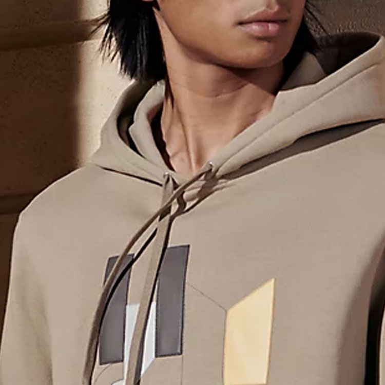 Shop HERMES SS24 Hoodie Cetak Alphabet Kuning Pasir. H457800HA1W