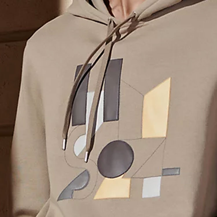 Purchase HERMES SS24 Hoodie Cetak Alphabet Kuning Pasir. H457800HA1W