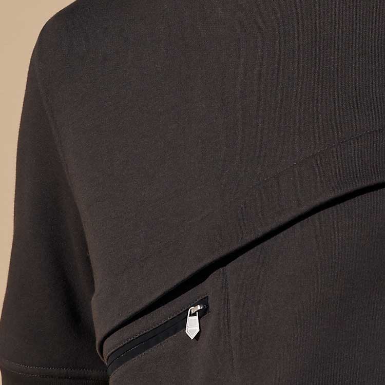 Shop HERMES SS24  Asymmetric Collar Short Sleeve T-Shirt Licorice Color Casual H457860HA1A