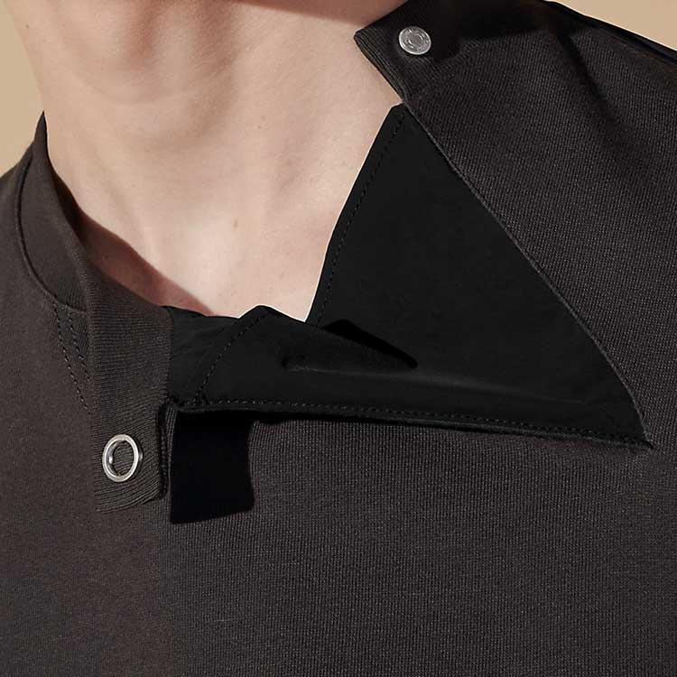 Sizing HERMES SS24  Asymmetric Collar Short Sleeve T-Shirt Licorice Color Casual H457860HA1A