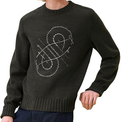 HERMES SS24 Black Embroidered Cashmere Pullover Long Sleeve Sweater H467270HA11 Buy HERMES SS24 Black Embroidered Cashmere Pullover Long Sleeve Sweater H467270HA11