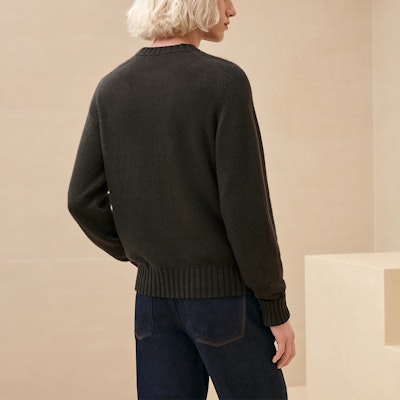 HERMES SS24 Black Embroidered Cashmere Pullover Long Sleeve Sweater H467270HA11 Purchase HERMES SS24 Black Embroidered Cashmere Pullover Long Sleeve Sweater H467270HA11