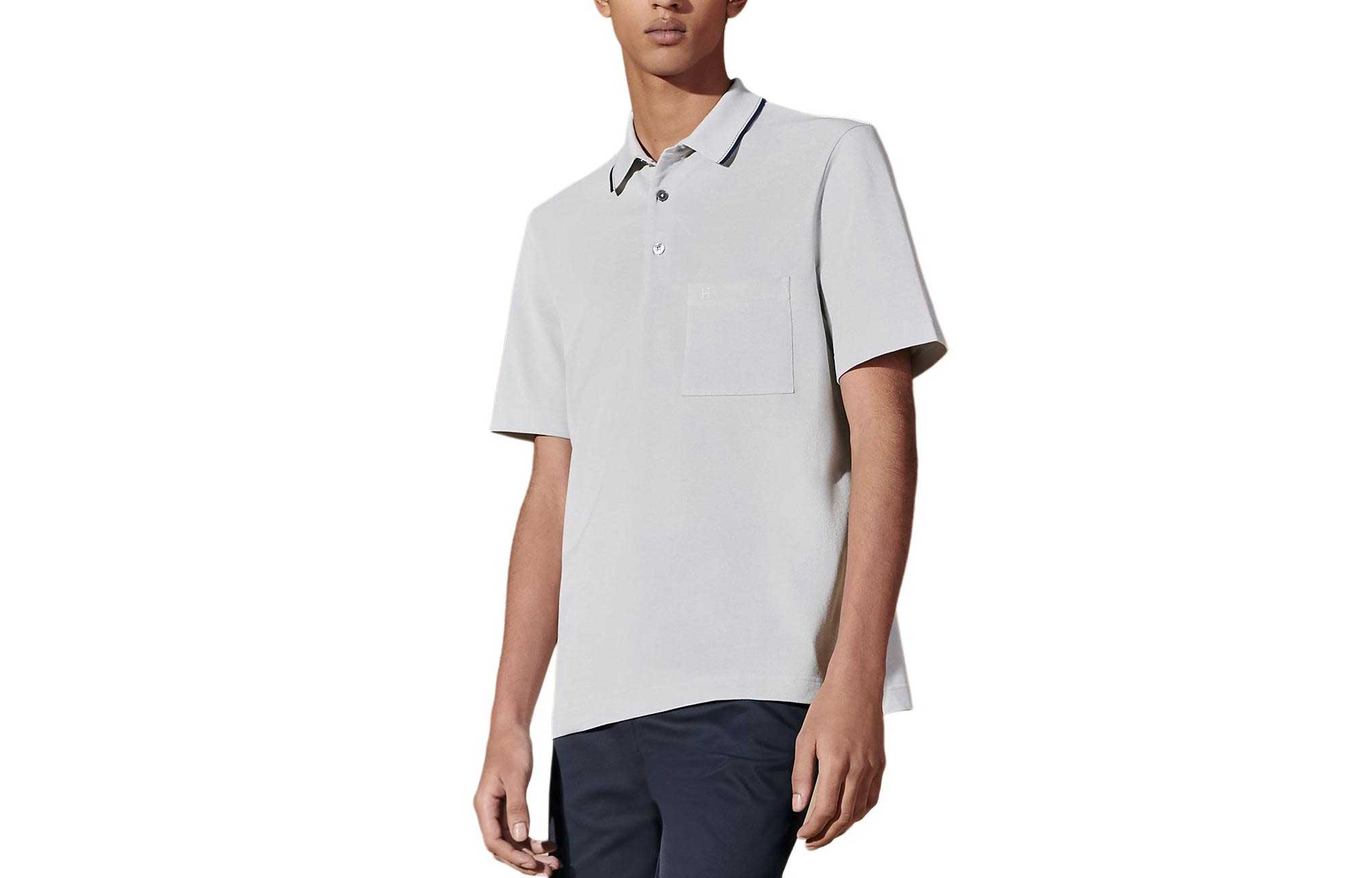Order HERMES SS24 Polo Casual Blanco Niebla con Logo Bordado. H457985HA94