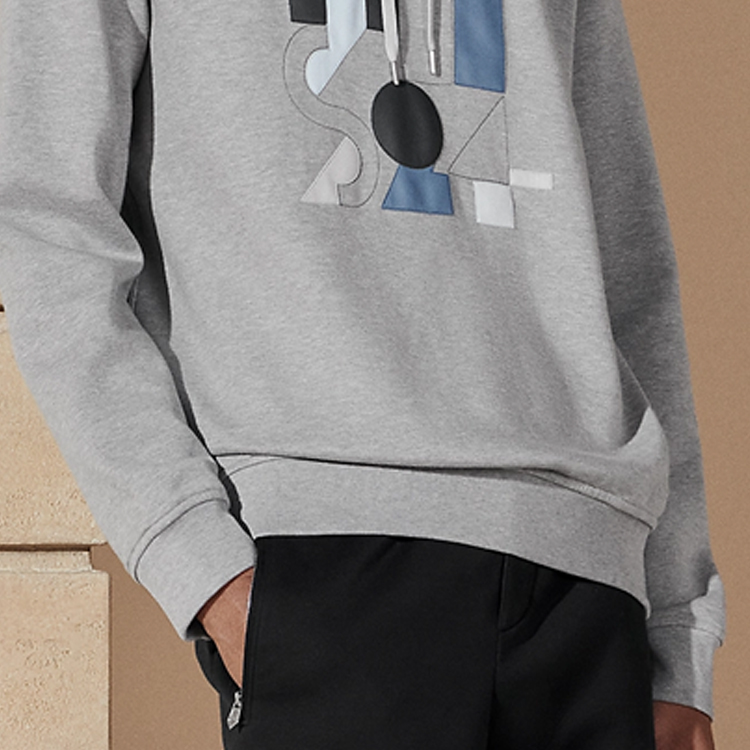 Purchase HERMES SS24 Hoodie Abu Motif Geometris Lengan Panjang Sweatshirt Kasual. H457800HA1O
