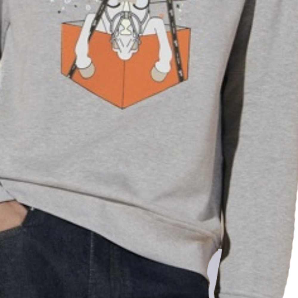 Sizing HERMES SS24 Baju Lengan Panjang Kelabu Cetak Huruf Kasual. H457820HA1O