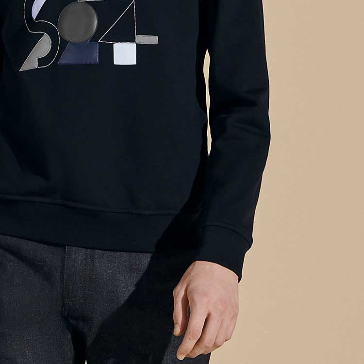 Purchase 爱马仕 SS24 海军蓝皮革标志圆领运动衫 H457790HA01