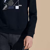 Purchase HERMES SS24 Leather Patch Crewneck Sweatshirt Navy Blue H457790HA01