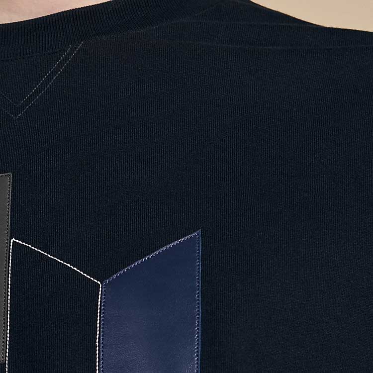 Sizing 爱马仕 SS24 海军蓝皮革标志圆领运动衫 H457790HA01