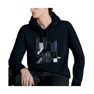 HERMES SS24 Logo Patch Navy Blue Hoodie. H457800HA01