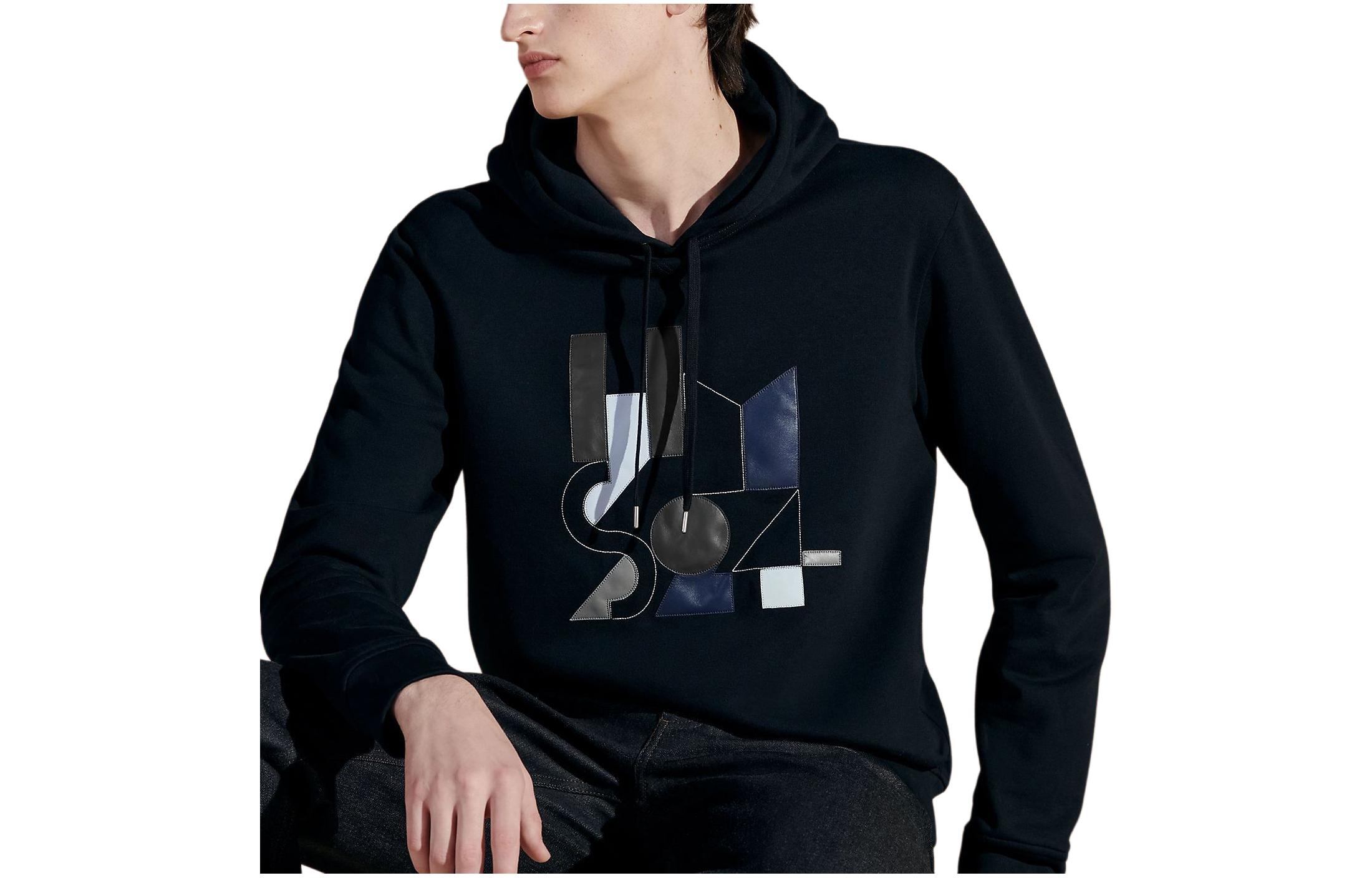 Order Sudadera con Capucha Azul Marino HERMES SS24 con Logo Patch. H457800HA01