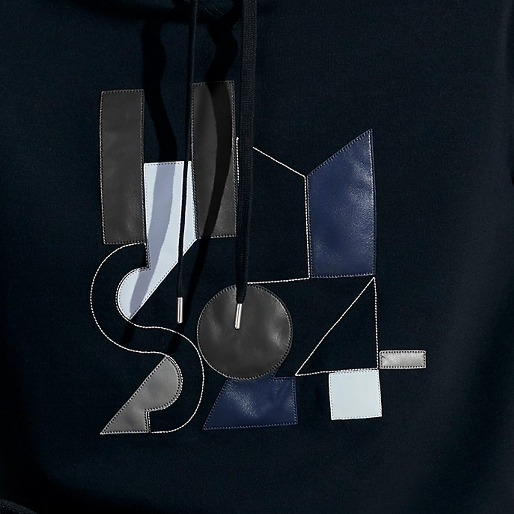 Cheap Sudadera con Capucha Azul Marino HERMES SS24 con Logo Patch. H457800HA01