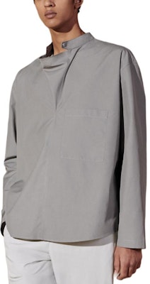 HERMES SS24 Kemeja Lengan Panjang Loose-Fit Butang Snap Kelabu Pudar H456400H25I Buy HERMES SS24 Kemeja Lengan Panjang Loose-Fit Butang Snap Kelabu Pudar H456400H25I