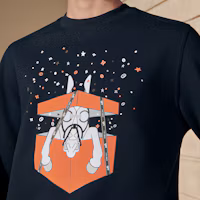 Shop HERMES SS24 Navy Blue Star Cartoon Print Long-Sleeve Sweatshirt H457820HA01