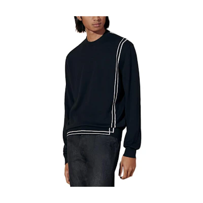 HERMES SS24 Navy Striped Knit Pullover Crewneck Sweater H457260HA01