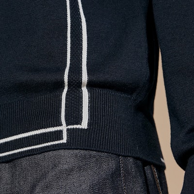 HERMES SS24 Navy Striped Knit Pullover Crewneck Sweater H457260HA01 Purchase HERMES SS24 Navy Striped Knit Pullover Crewneck Sweater H457260HA01