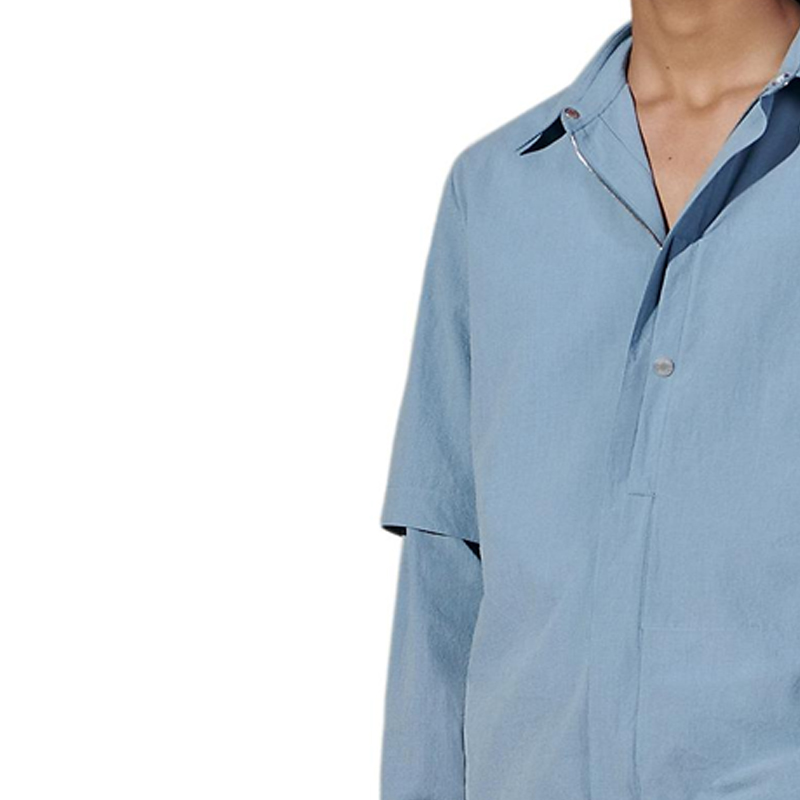 Details for HERMES SS24 單色長袖襯衫 淺灰藍色 H452000HA5G