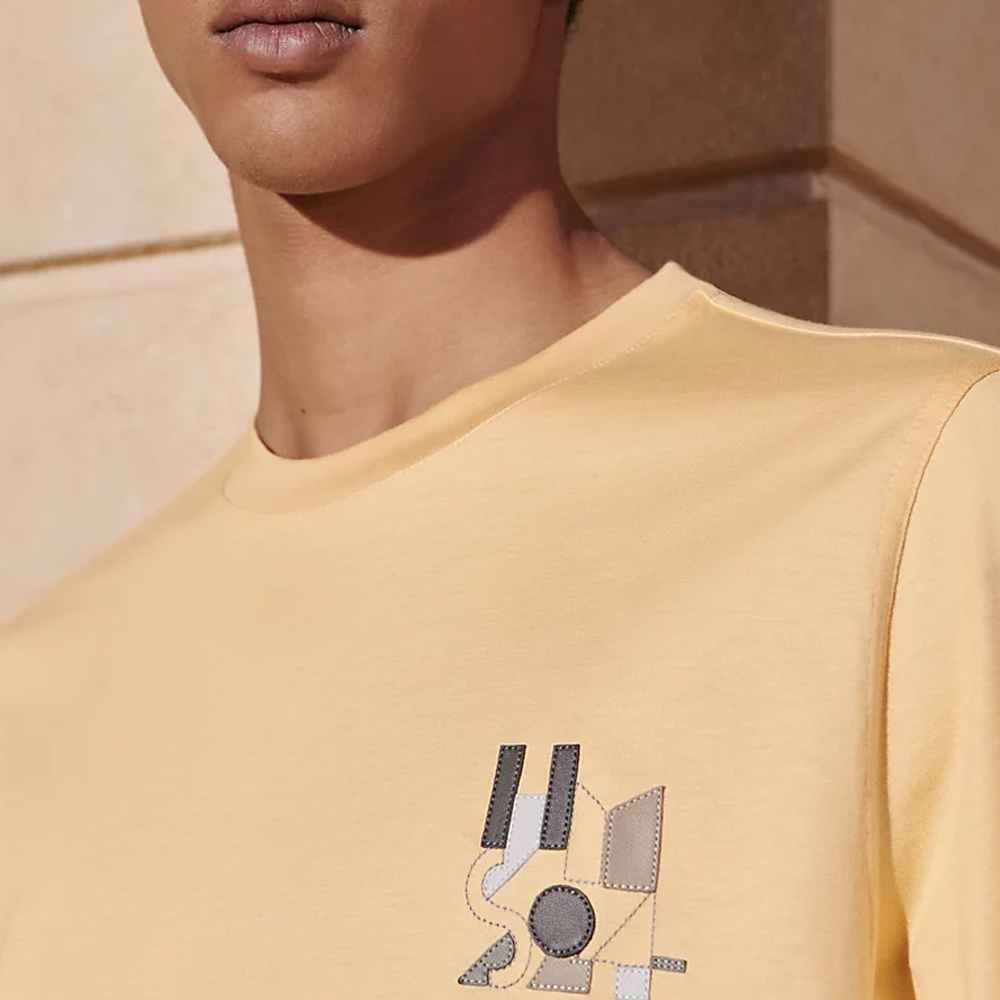 HERMES SS24  Solid Color Leather Detail Crewneck Short-Sleeve T-Shirt H457930HA0D 圖 5