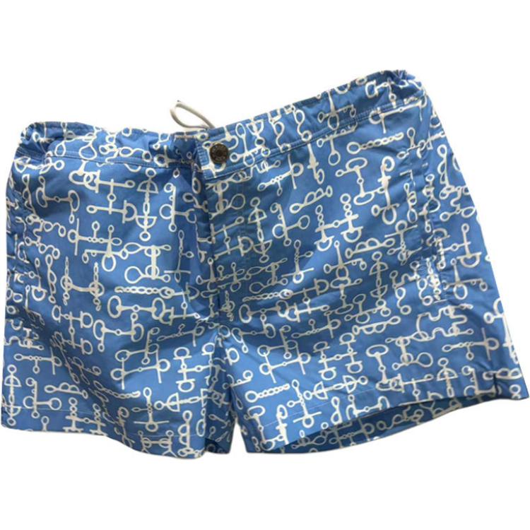 Order HERMES SS24 Alphabet Print Mid-Rise Straight Beach Shorts Sky Blue Men. H458001H40M
