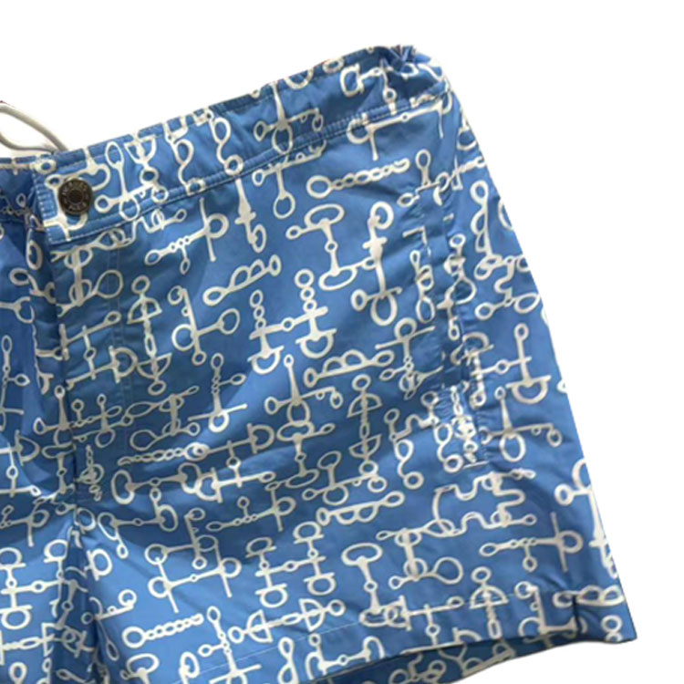 Shop HERMES SS24 Alphabet Print Mid-Rise Straight Beach Shorts Sky Blue Men. H458001H40M