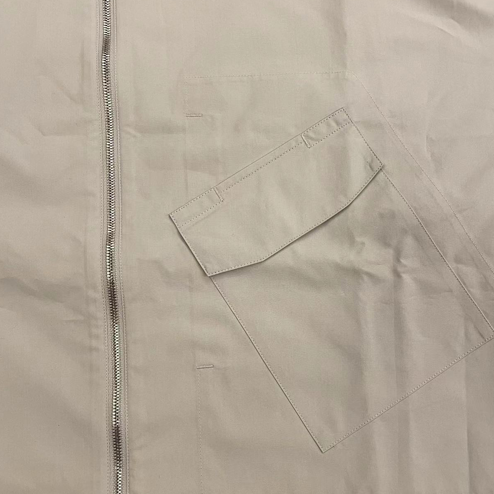 Shop Hermes SS24 Beige Solid Long Sleeve Jacket with Zip Pocket 456120H29442