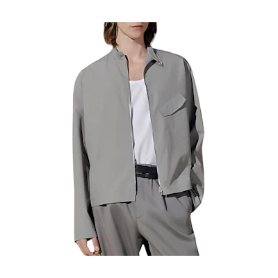Hermes SS24 Gray Loose-Fit Long-Sleeve Zip Pocket Jacket H456120H25K