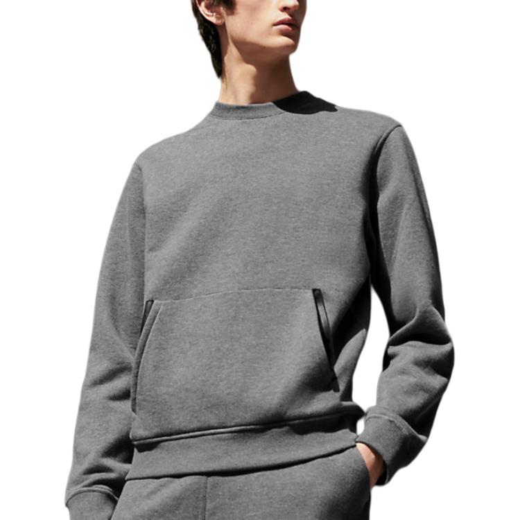 Hermes SS24 Grey Solid Patchwork Crewneck Long-Sleeve Sweatshirt H457700HA76
