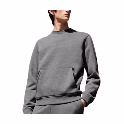 Hermes SS24 Grey Solid Patchwork Crewneck Long-Sleeve Sweatshirt H457700HA76