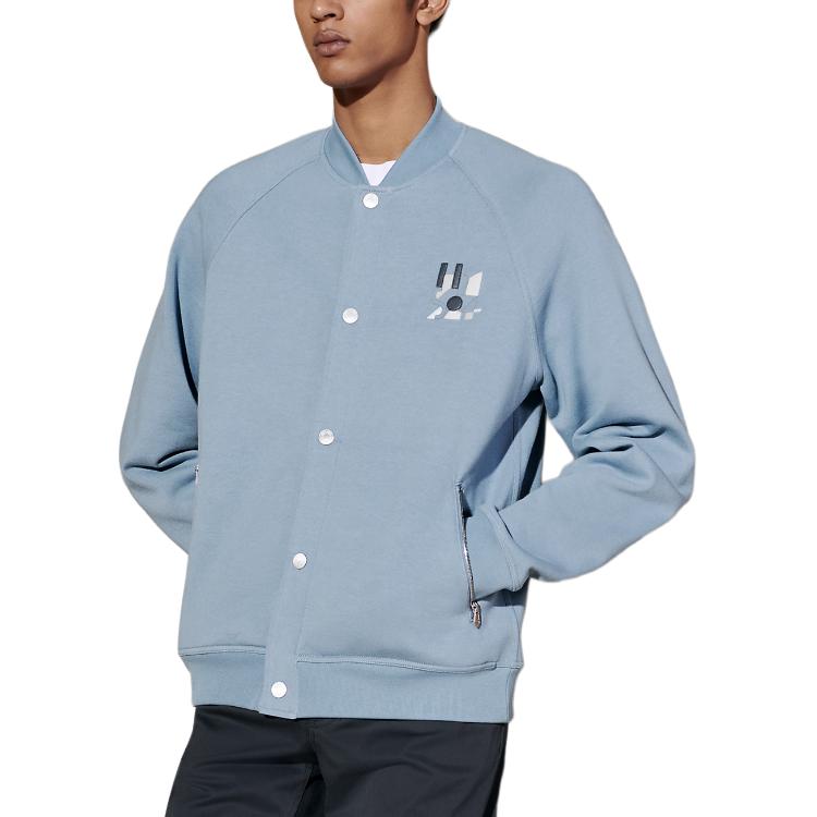 Hermes SS24 Logo Patch Single-Breasted Jacket Grey Blue Outerwear H457810HA5G