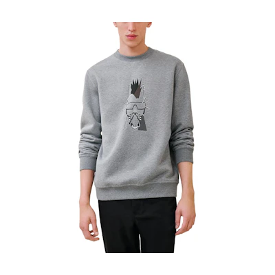 HERMES SS24 Pattern Print Crewneck Long Sleeve Sweatshirt Grey Men’s Casual Wear H467840HA