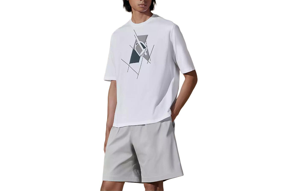 Shop HERMES SS24 Pattern Print Round Neck Short-Sleeve T-Shirt for Men H457950HA90