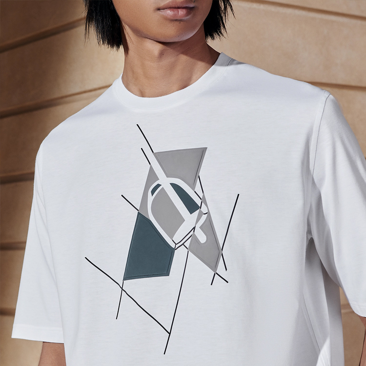 Details for HERMES SS24 Pattern Print Round Neck Short-Sleeve T-Shirt for Men H457950HA90