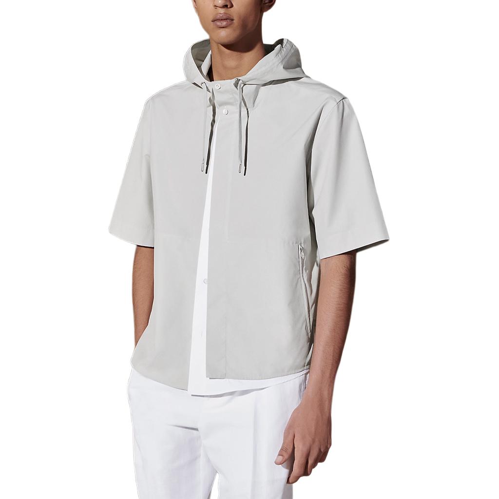 Hermes SS24 Relaxed Fit Hooded Jacket in Misty White H456140H29439