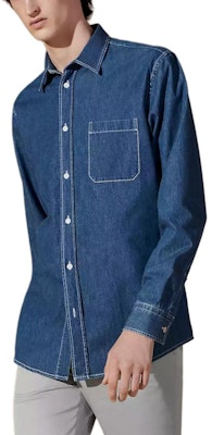 HERMES SS24 Baju Lelaki Lengan Panjang Biru Indigo Button-Up H456060HE50 Order HERMES SS24 Baju Lelaki Lengan Panjang Biru Indigo Button-Up H456060HE50