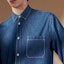 Shop HERMES SS24 Baju Lelaki Lengan Panjang Biru Indigo Button-Up H456060HE50