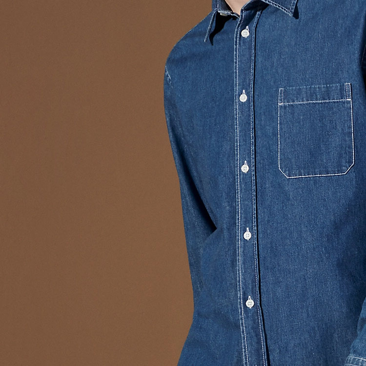 Purchase HERMES SS24 Baju Lelaki Lengan Panjang Biru Indigo Button-Up H456060HE50