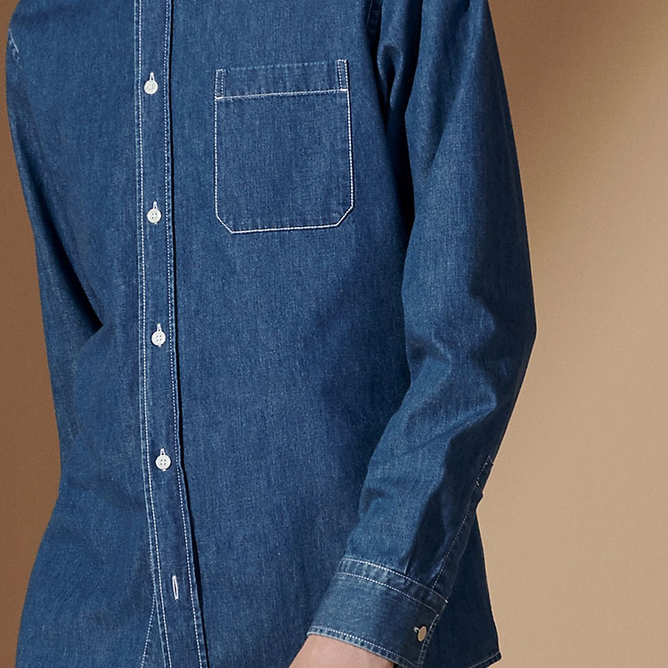 Details for HERMES SS24 Baju Lelaki Lengan Panjang Biru Indigo Button-Up H456060HE50